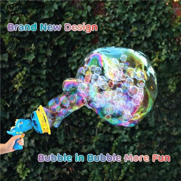 Bubble Gun Bubble Machine Dinosaur Bubble Blower Toy for Kids and Toddlers - Picture 4 of 7
